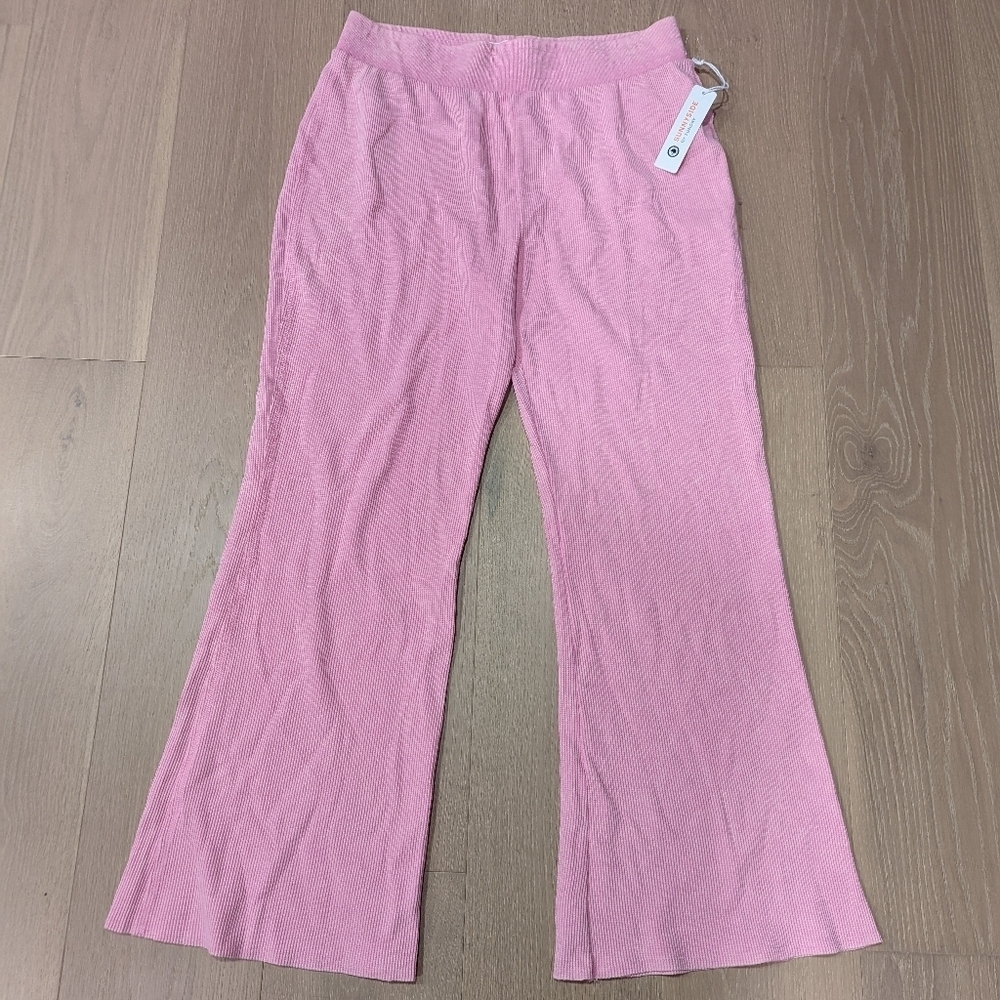 Pink Waffle Knit Wide Leg Cozy Pants